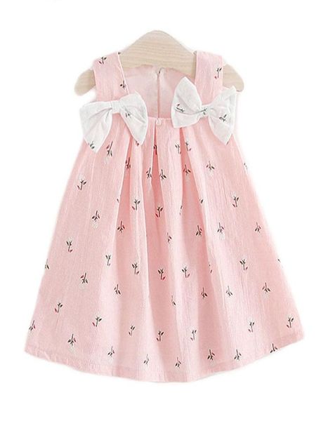 

new summer kids clothes baby girls dresses suspenders print bow vest dress children039s clothing 5304598, Red;yellow