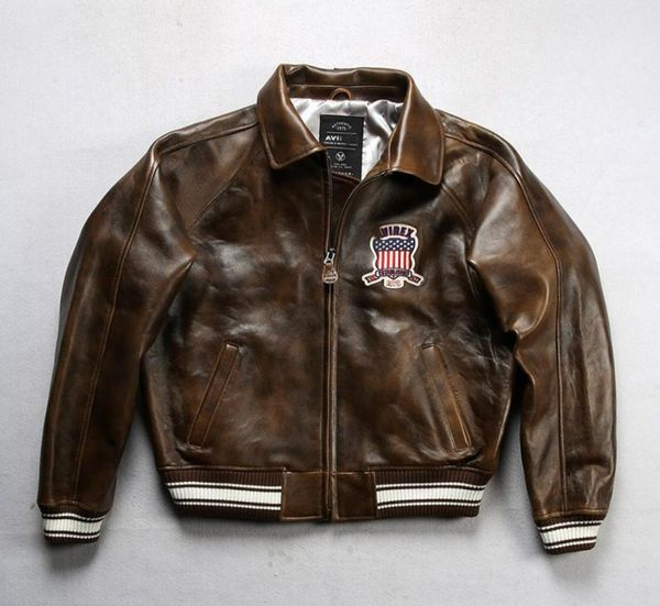 

brown coffee usa size men039s bomber jackets avirex lapel sheepskin leather casual athletic coat1785177, Black;brown