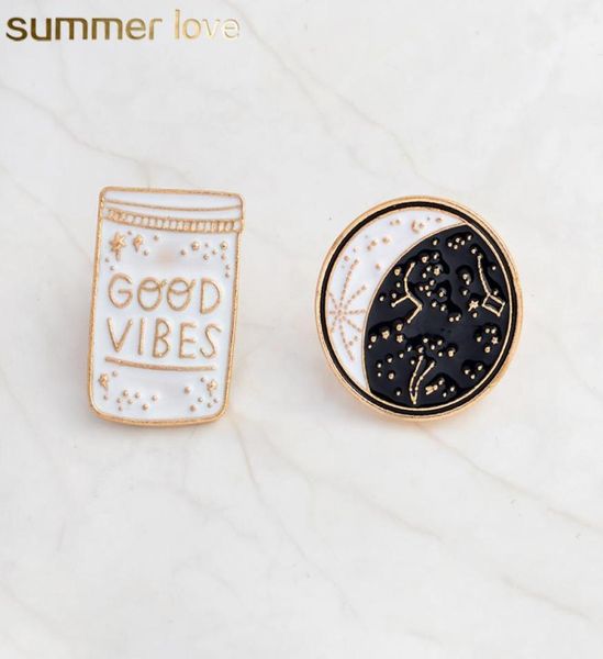 

good vibes enamel pin constellation day and night moon brooch pins button denim jacket coat collar pin badge jewelry gift6290969, Gray