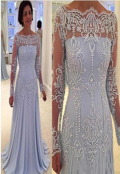 

elegant scoop aline chiffon mothers dresses pearls beads lace appliques illusion long sleeves mother of the bride dresses evening8392112, Black;red