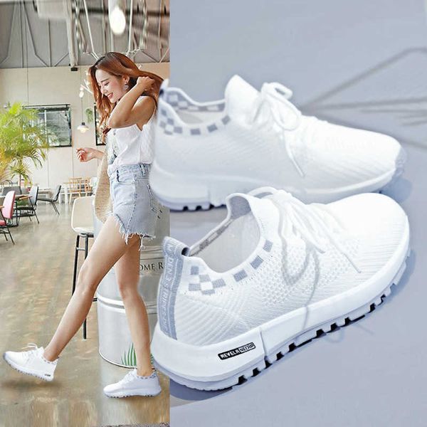 

womens summer running shoes breathable lace up casual sneakers woman mesh sports trainers white color