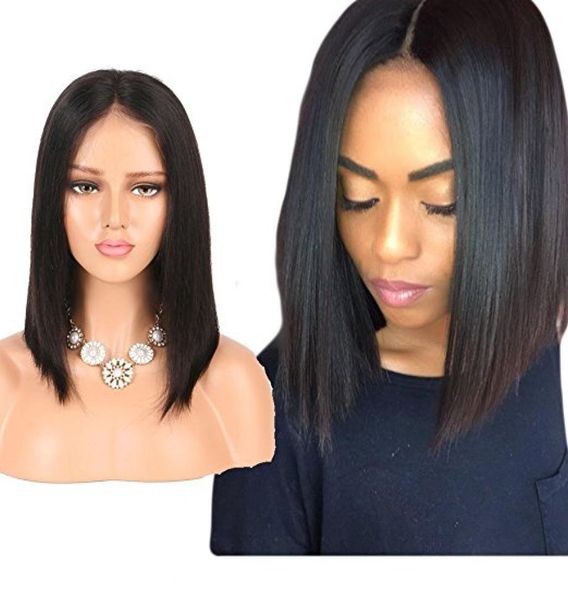 

4x4 13x4 13x6 lace frontal wigs short bob straight human hair lace wigs for black women pre plucked with baby hair natural black5809735, Black;brown