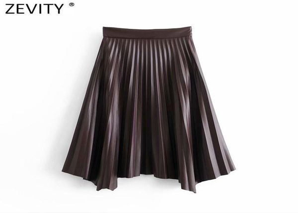 

skirts zevity women vintage high waist side zipper pleated midi skirt faldas mujer office ladies faux leather chic vestido qun7474526007, Black