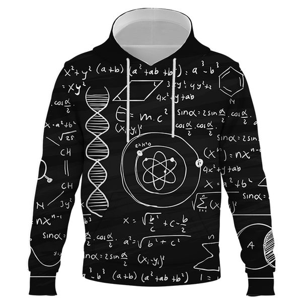

men's hoodies sweatshirts mathematical formula hoodie 3d sweatshirt menwomen hooded autumn and winter coat mens clothing funny jacket 2, Black