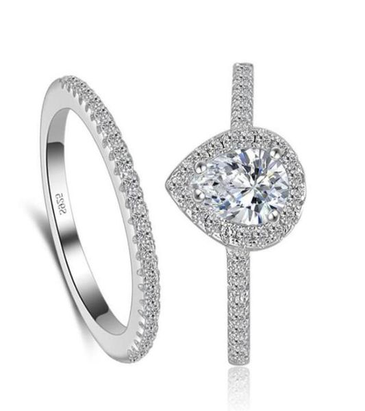 

real 925 sterling silver ring set pair wedding engagement cz diamond zircon the rings for women33894735216