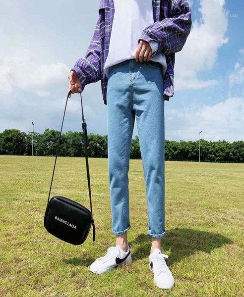 

2020 men039s straight jeans spring festival korean fashion loose pants casual cotton black men039s denim trousers14837313, Blue