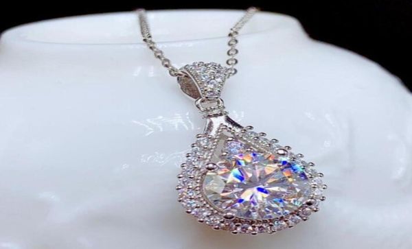 

sterling silver s925 1ct moissanite diamond necklace pendant silver chain wedding engagement women excellent cut hip hop punk gift7263529