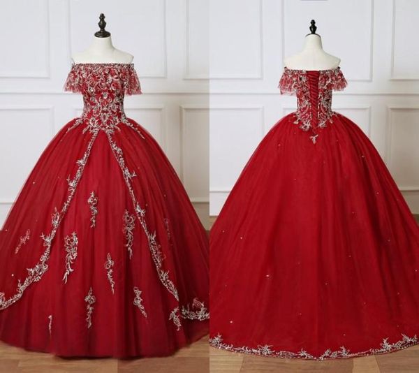 

burgundy quinceanera dresses 2023 long ball gown prom dress sweet 16 girls off shoulder sliver embroidery vestidos 15 anos4778301, Blue;red