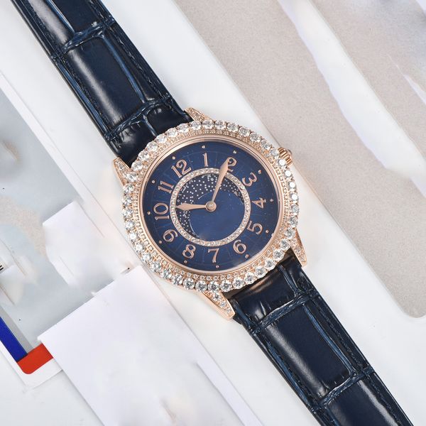 

luxury women watches 36mm vintage watches imported movement dazzling star dates watch sapphire crystal with diamonds watch fashion gift, Slivery;brown