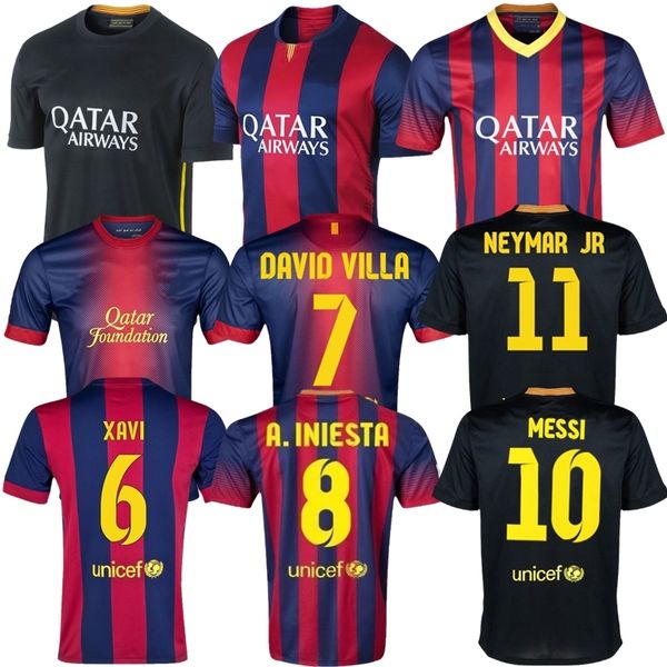 

2012 2013 2014 xavi alexis neymar jr retro soccer jerseys 12 13 14 15 iniesta home david villa messi dani alves puyol vintage football shirt, Black;yellow