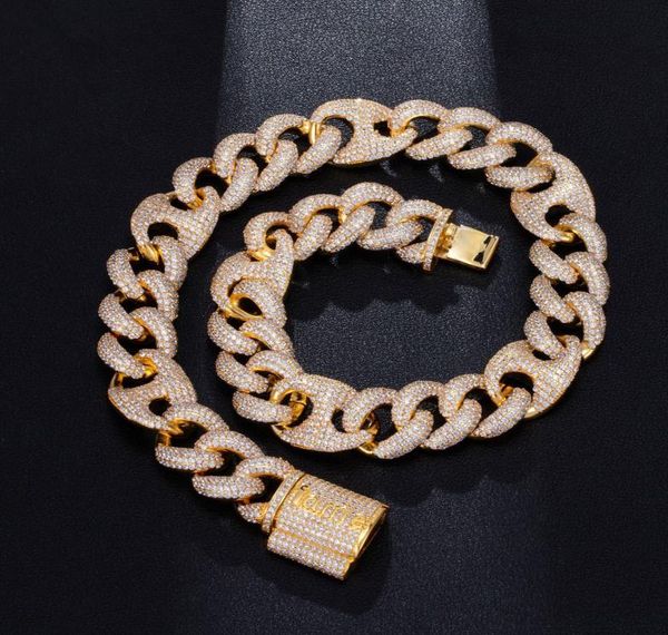 

personalized white gold bling diamond mens chain iced out cuban link choker long necklace cubic zirconia hip hop jewelry gifts f5439947, Silver