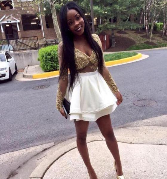 

v neck a line homecoming dresses see through gold lace appliques long sleeves 8th grade graduation dresses african girls skir5744584, Blue;pink