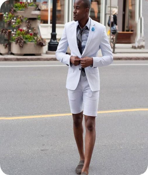 

custom made white short men suit for beath wedding 2 bottons shiny dress fashion groom business career suits 46 jacket pants vest7671581, Black;gray