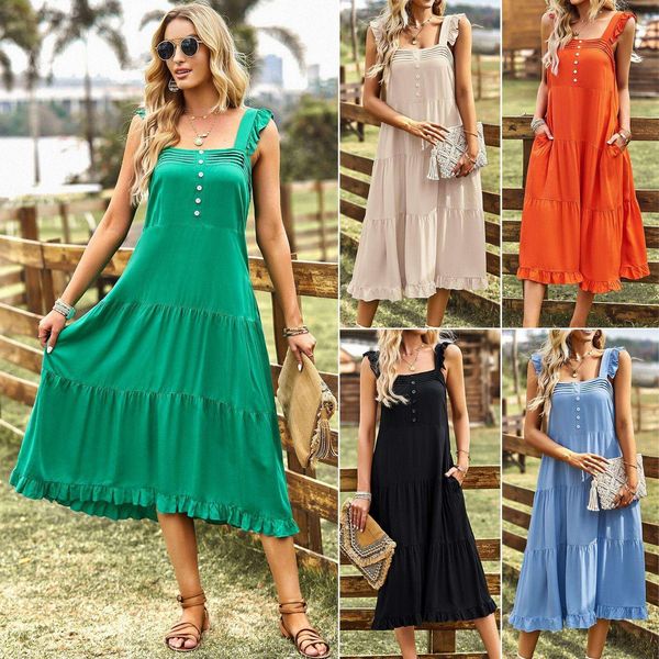 

diyun design strap dress summer elegant solid color, Black;gray