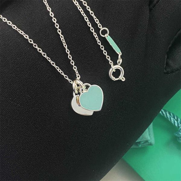 

original new stainless steel tiffayffay peach heart network red crowd drop glue love tiffaytanium necklace collar chain cross double lady, Black