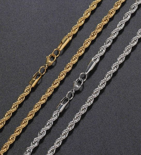 

5 mm gold plated chains necklace stainless steel hiphop chain diy rope jewelry findings length 16quot18quot20quot22q6602588, Silver