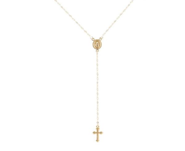 

pendant necklaces vintage goldrose gold christian cross bohemia religious rosary necklace for women charm jewelry gi4084527, Silver