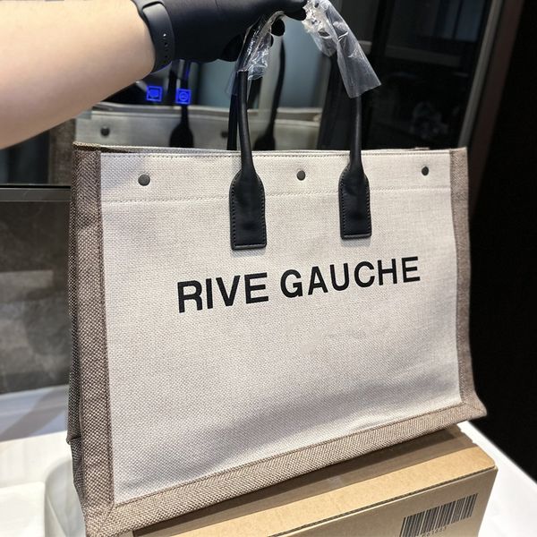 

designer handbags rive gauche tote bag shopping bag for women fashion linen large beach bags travel bag