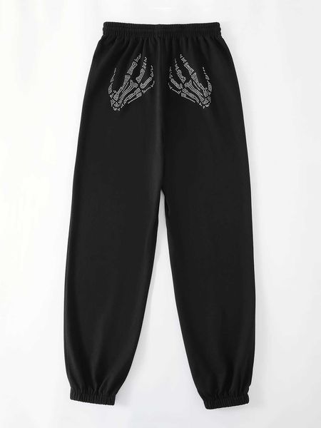 

women's coolane rhinestone skeleton pattern sweatpants, White