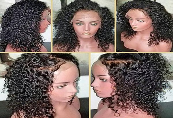 

pre plucked 360 lace frontal wigs for black women curly hd front glueless human hair wig 10 inch with 130 density diva19862485, Black;brown