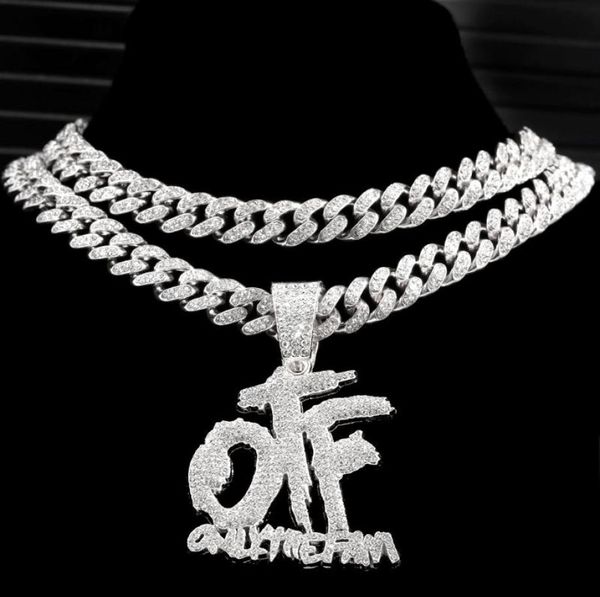 

pendant necklaces bling iced out letter cuban necklace for women men shiny rhinestone zircon tennis chain hip hop jewelrypendant n2328073, Silver