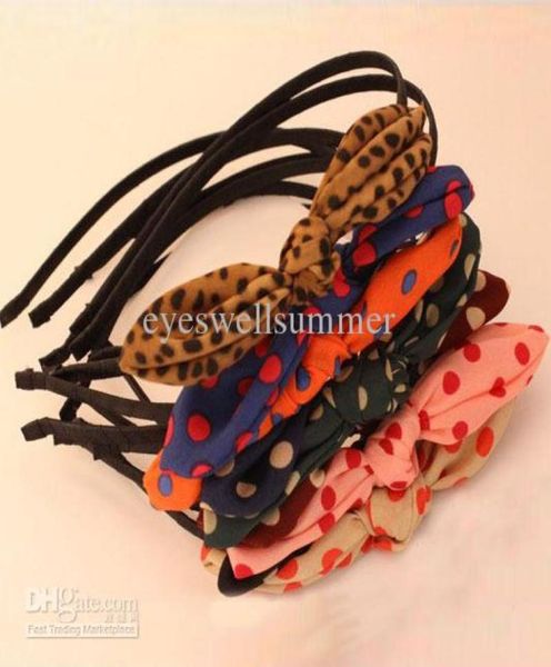 

korea rabbit bunny ear polka dot bowknot hair bands head wrap hair ornament accessories whole2807485, Golden;silver