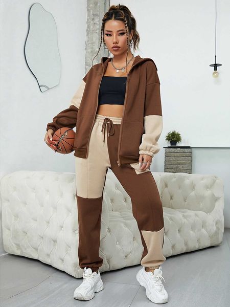 

women's 1pc two tone drawstring waist sweatpants, White