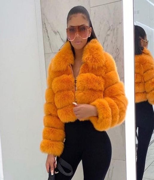 

fursarcar new fashion natural real fur coat women full pelt genuine fox fur short jacket winter thick real fur overcoats 2012088089858, Black