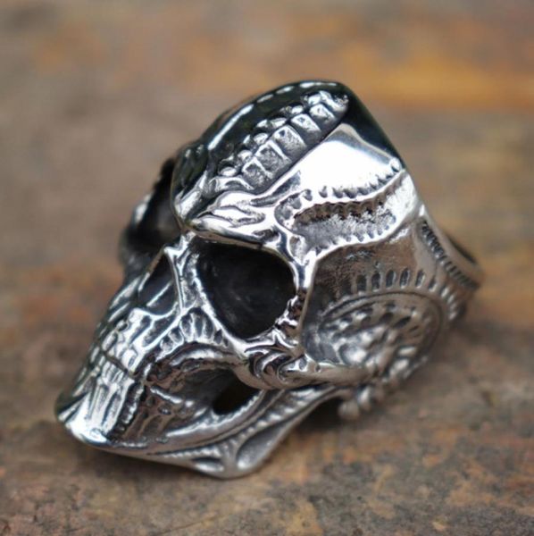 

men039s steampunk mechanical skull stainless steel ring rock gothic biker rings punk jewelry size 7 144337341, Silver