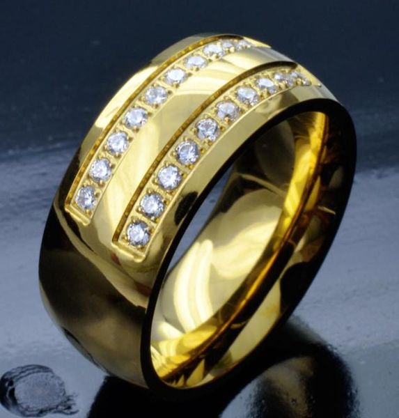 

men039s gold tone stainless steel cz wedding engagement ring band r276a sz10154020570, Golden;silver
