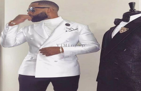 

white men suits peaked lapel double breasted prom suits big and tall blazer jacket men tuxedos groom wedding suits 2 piece coatpa9992432, Black;gray