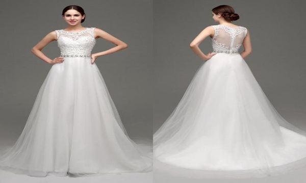 

new in stock lace wedding dresses 2018 jewel neckline sheer wedding gowns appliques beaded whiteivory inventory bridal dres4652049, White