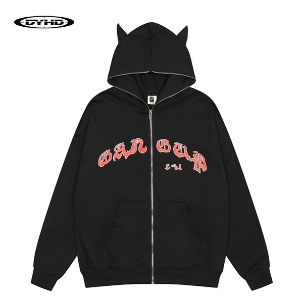 

men's jackets punk dark devil hooded coat retro streetwear casual hoodies autumn and winter letter print harajuku zipper 230715, Black;brown