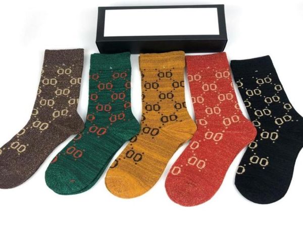 

2021 designer socks classic letter women sock casual mens 100 cotton candy color printed 5 pairsbox embroidery whol6100228, Black
