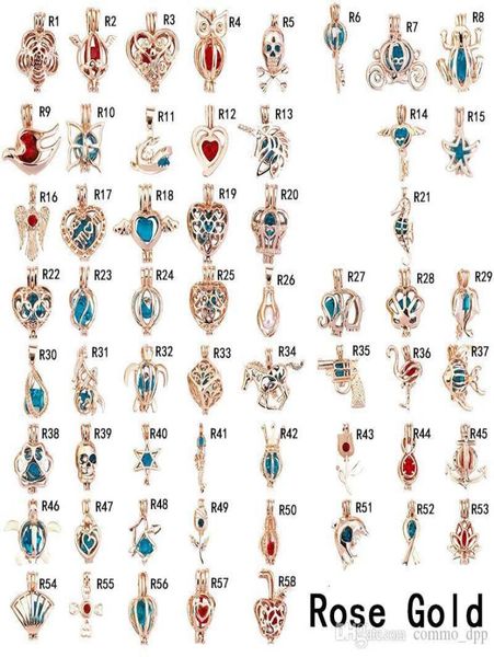 

fashion pearl cage pendants rose gold silver plated gem beads floating lockets charms for necklaces diy jewelry making in bulk who1169925