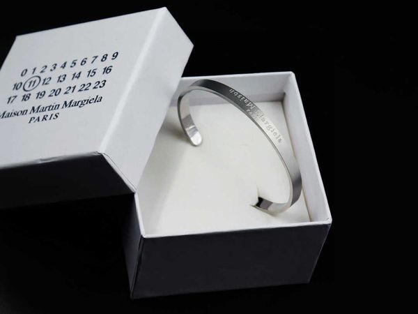 

margiela style mm6 alphabet upside down ring margaela ins steel men's and women's bracelet hip hop trend, Golden;silver