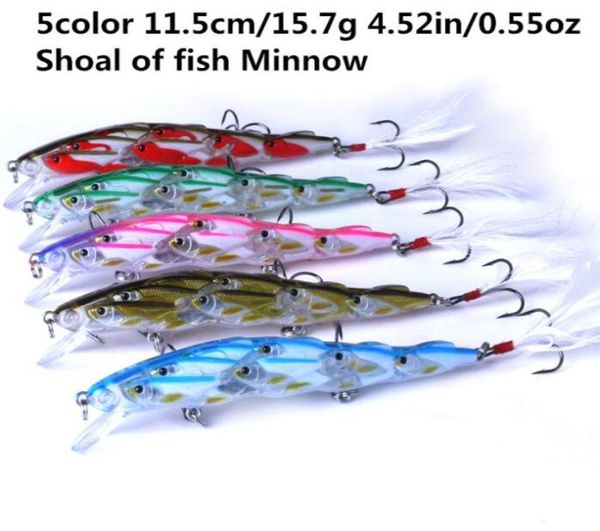 

5pcs 115cm157g 452in055oz shoal of fish minnow 5color lure fishing bait hard baits artificial bionic fish highquality8803873