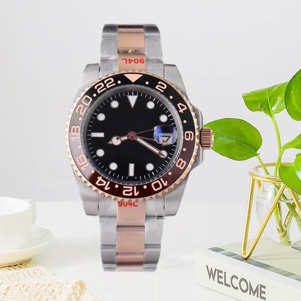 

8215 movement men watch 40mm automatic mechanical watch luminous sapphire waterproof movement automatic winding fashion watches montre904l s, Slivery;brown