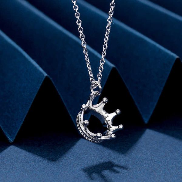 

original new tiffayffay crown necklace s925 cut-out temperament fashion light luxury versatiffayle small pendant noble collar chain female, Black