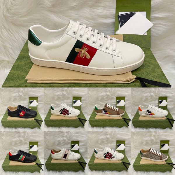 

2023 with box g shoes men women casual shoes mens dress shoes sneaker snake genuine leather sneakers ace bee stripes shoe mens sports tr izk, Black