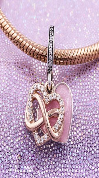 

925 sterling silver sparkling infinity heart dangle pendant charm bead for european jewelry charm bracelets7909568, Black