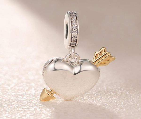 

2019 valentine release shine two tone arrow of love 18k gold overlay silver charms beads fits pandora jewelry diy bracelets neckla1332162