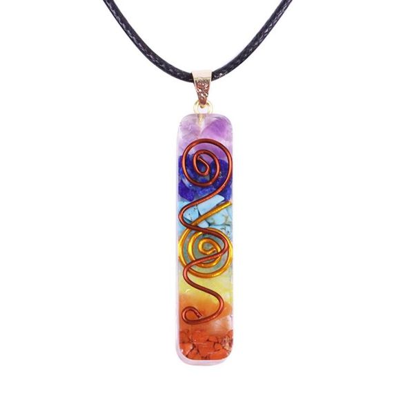 

reiki 7 chakra orgone pendant necklace energy healing crystals chips tumbled stones mixed orgonite resin necklace cx2007216443233, Silver