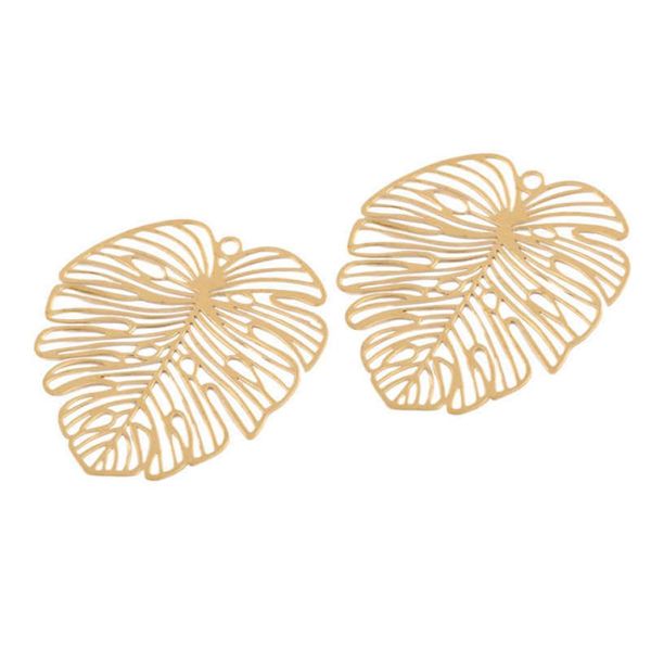 

10pcs raw brass monstera plants leaf charms tropical palm tree leaves pendant diy for necklace findings earrings jewelry making a09887590, Bronze;silver