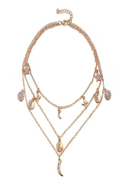 

vintage multi layers pendant necklace multielement crystal long bohemia accessories for women party fashion gold silver jewelry g8605231