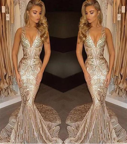 

2017 unique design luxury gold prom dresses mermaid v neck african vestidos de festa special occasion dresses evening gowns7210705, Black;red