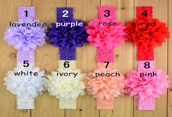 

16 colors new children lace bow tie bandanas girl baby lace elastic headbands hair accessories 9787004, Slivery;white