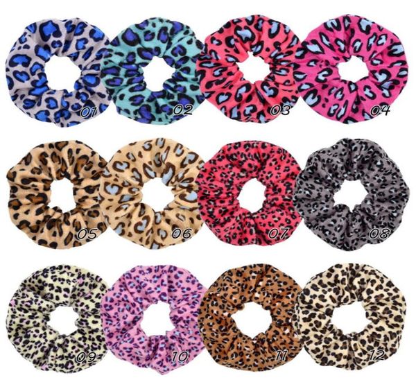 

26pcsnew 47 inch leopard coral fleece scrunchie elastic hairs rope handmade ponytail holder hair bands for women headressaccessor1299581, Slivery;white