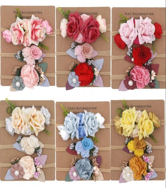 

artificial flower baby headband leaf 3pcs elastic soft kid hairband bohemia vacation nylon cloth girl hair accessories 8 8hx g28738574, Slivery;white