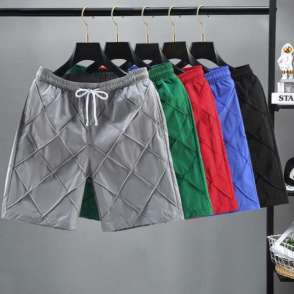 

shorts men's summer style casual capris fashion brand diamond three dimensional plaid outer beachwear big pants, White;black